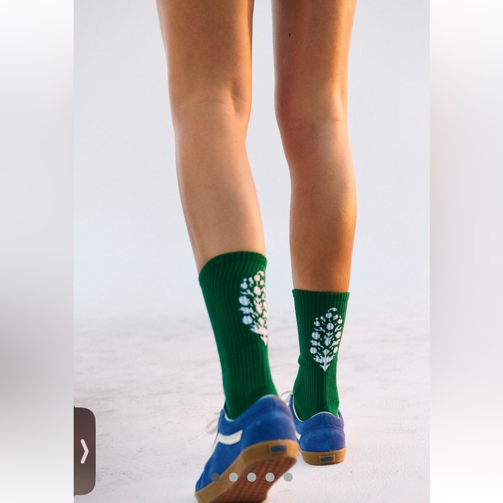 Free People green tube socks with logo